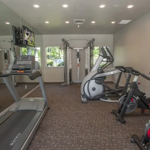 Resident fitness center with cardio and strength-training equipment